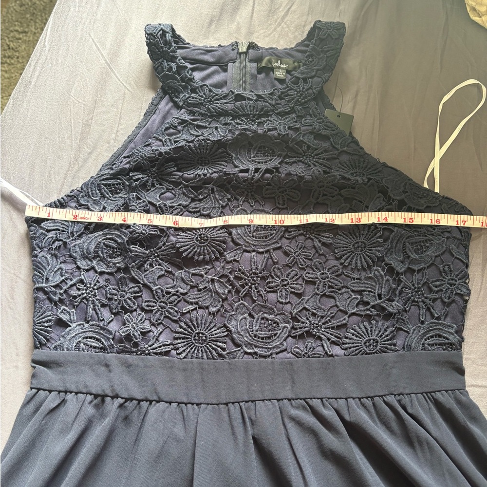 NWT Lulu’s Navy Lace Skater Dress - Picture 5 of 8